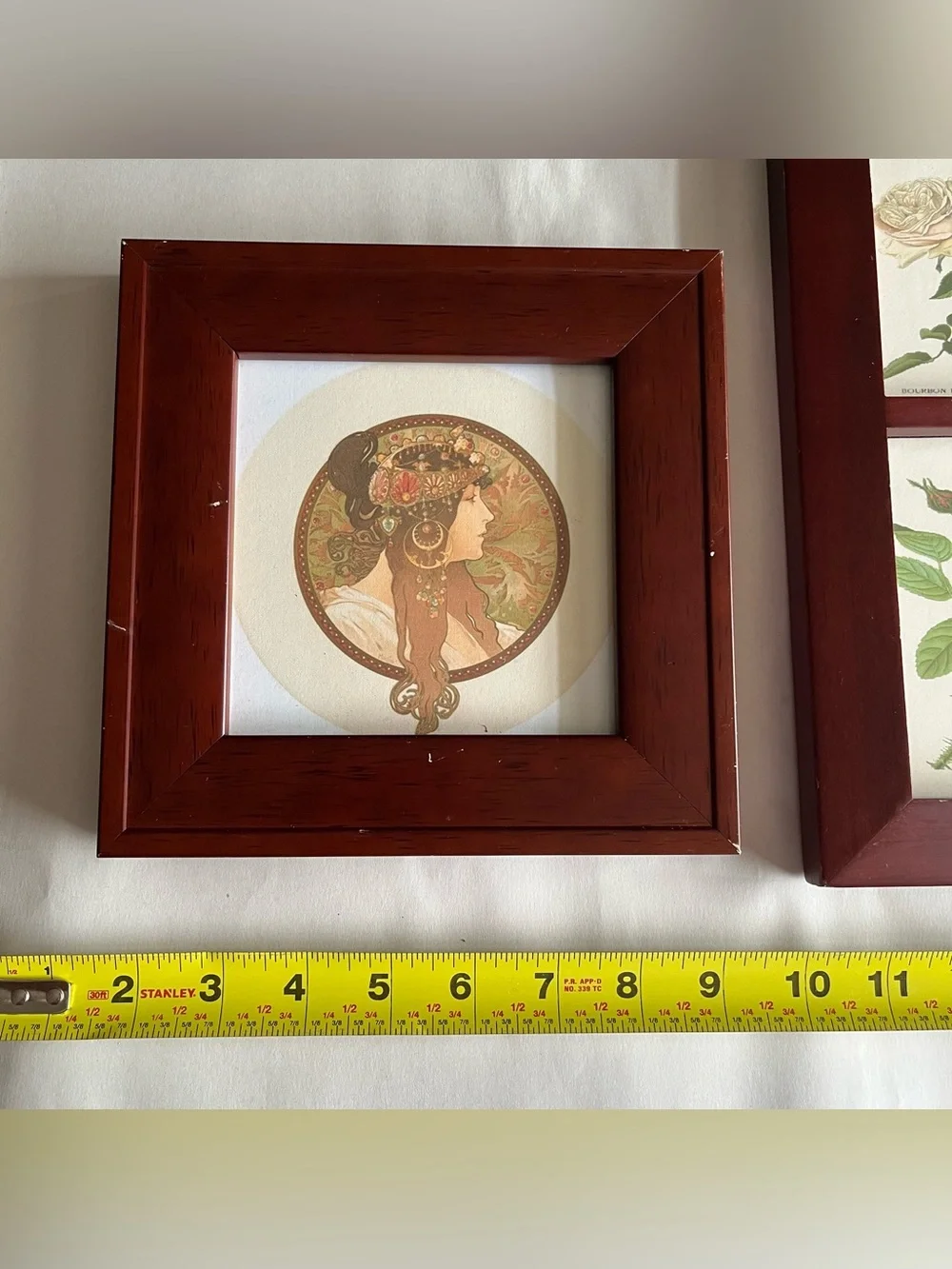 Vintage Wood Multi Picture Photo Frames w/ Fine Art Prints-Set of 2